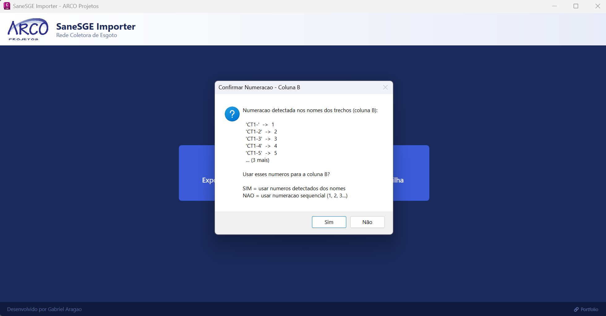SaneSGE Importer - Deteccao de numeracao