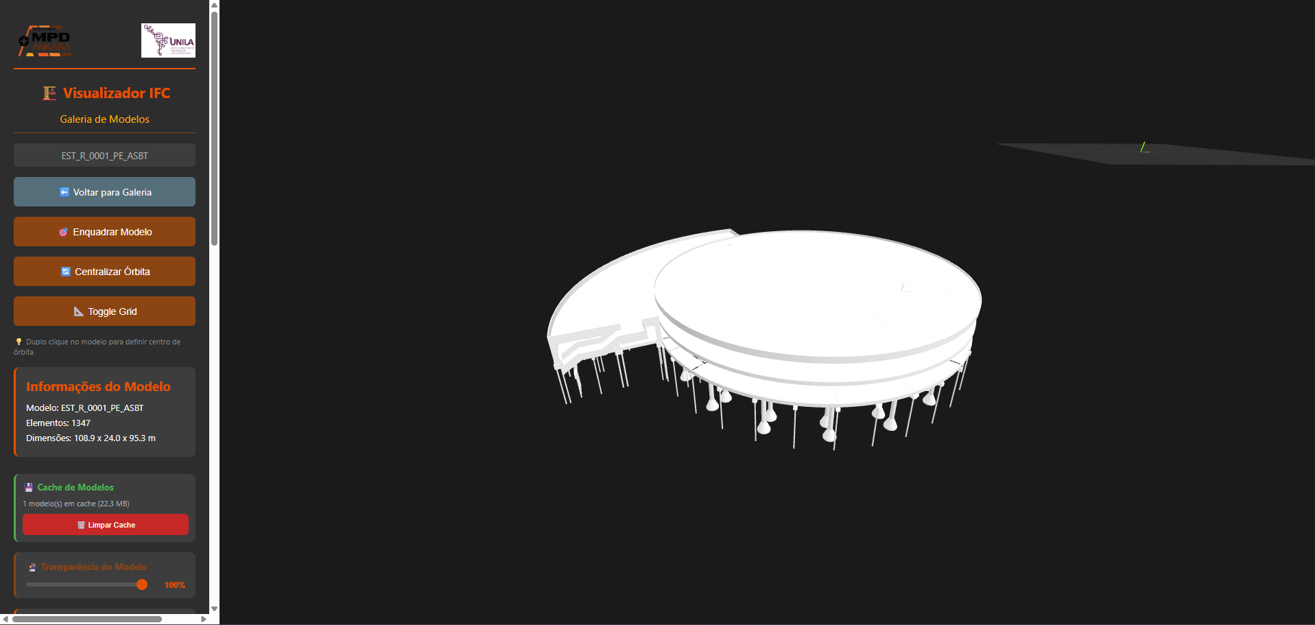 Visualizador IFC - Modelo estrutural 3D