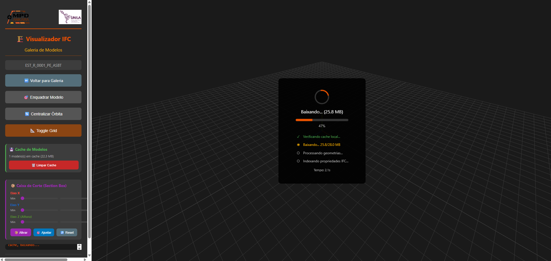 Visualizador IFC - Download e processamento do modelo
