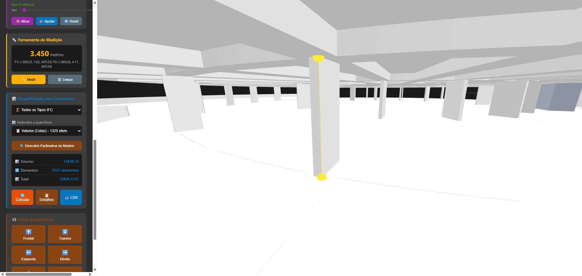 Visualizador IFC - Ferramenta de medicao e quantificacao
